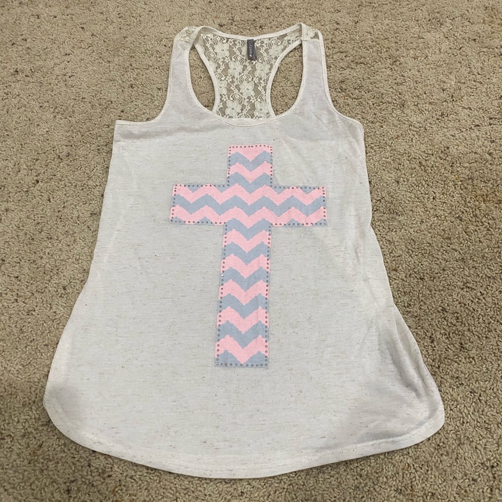 Vanity Lace Back Cross Tank Top Size Medium